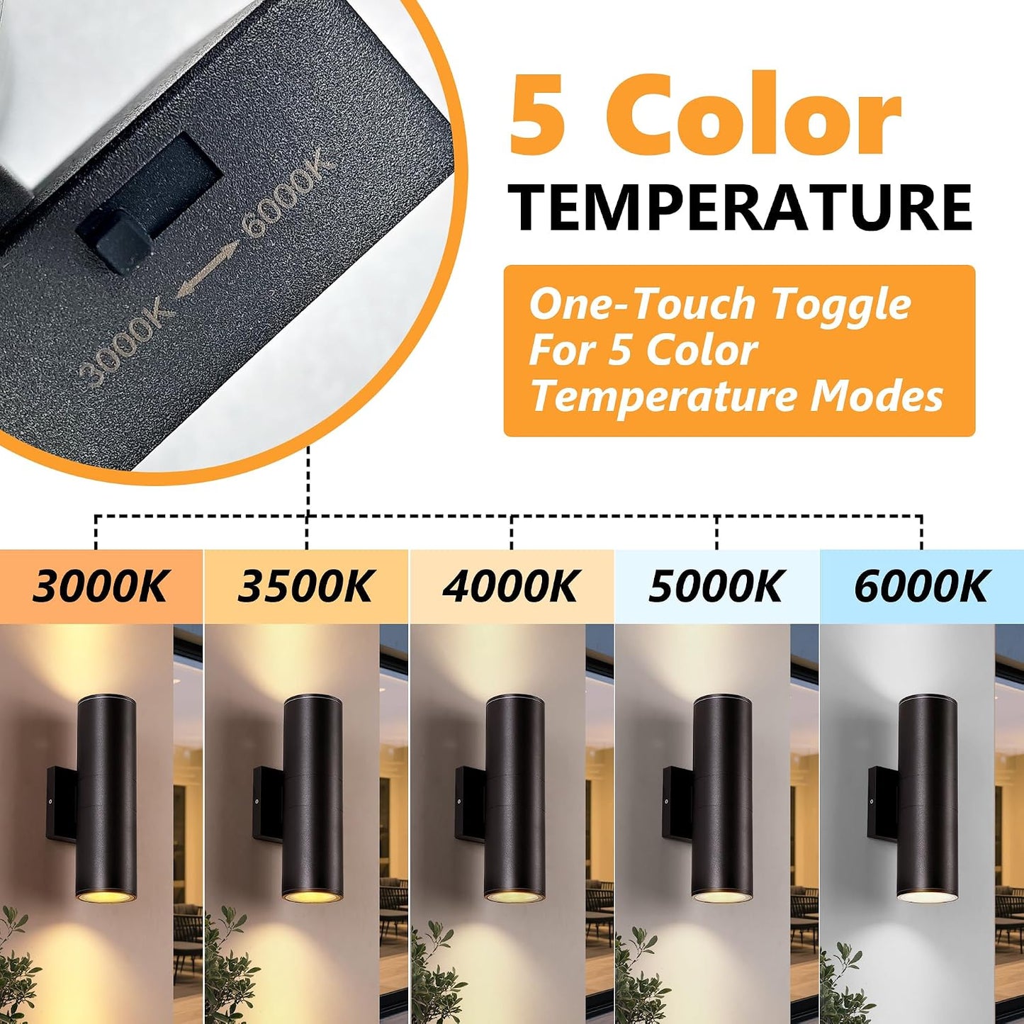 Luces pared exterior pack 2 LED 3000-6000K aluminio