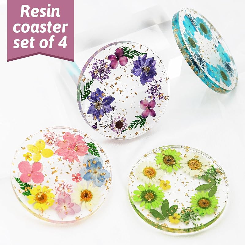 4 Posavasos Flores Secas Mesa Café Decoración Hogar