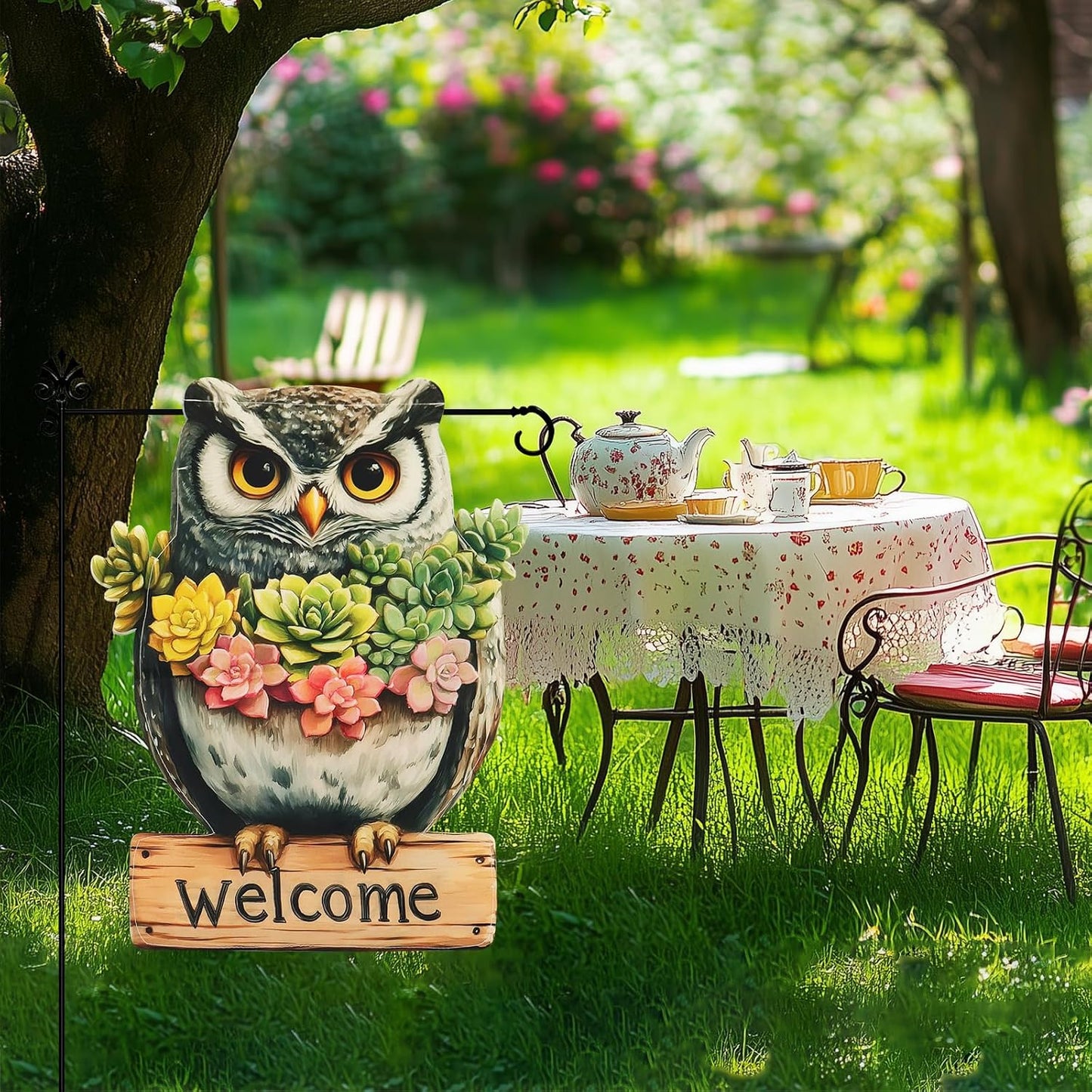 Banderas jardín búho 12x18pulg doble cara decoración exterior