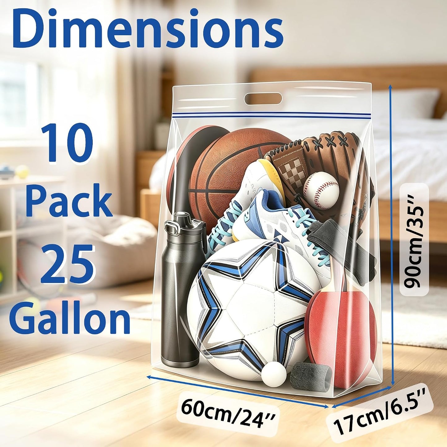 Bolsas almacenamiento 25gal 35x24" con cremallera set 10