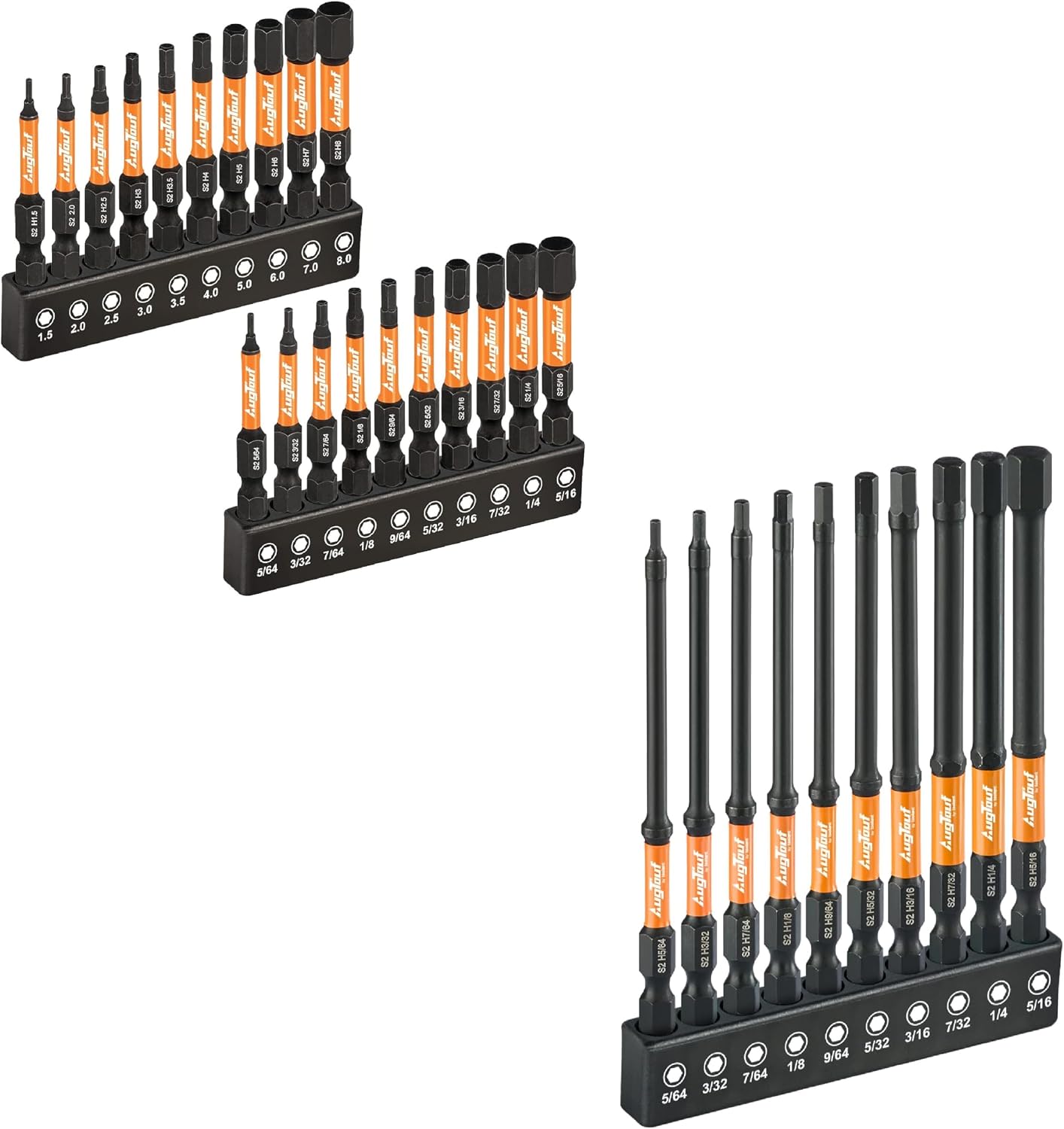 Set brocas allen hex 20pzas métricas y SAE 1/4 acero S2