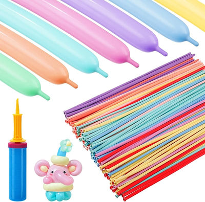 Kit 100 Globos Látex 260Q para Modelar Animales y Flores Pastel