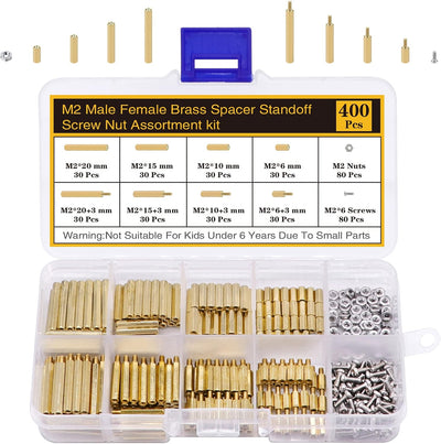 Kit 400 Pzas Separadores Tornillos M2 Latón para Placa Base