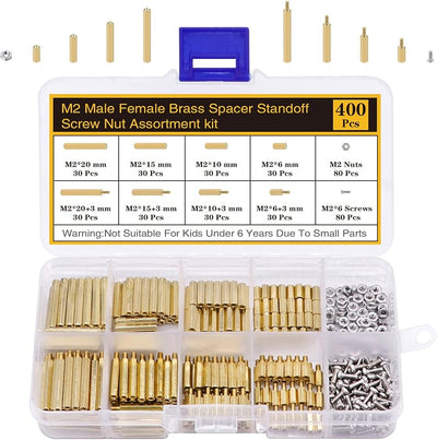 Kit 400 Pzas Separadores Tornillos M2 Latón para Placa Base