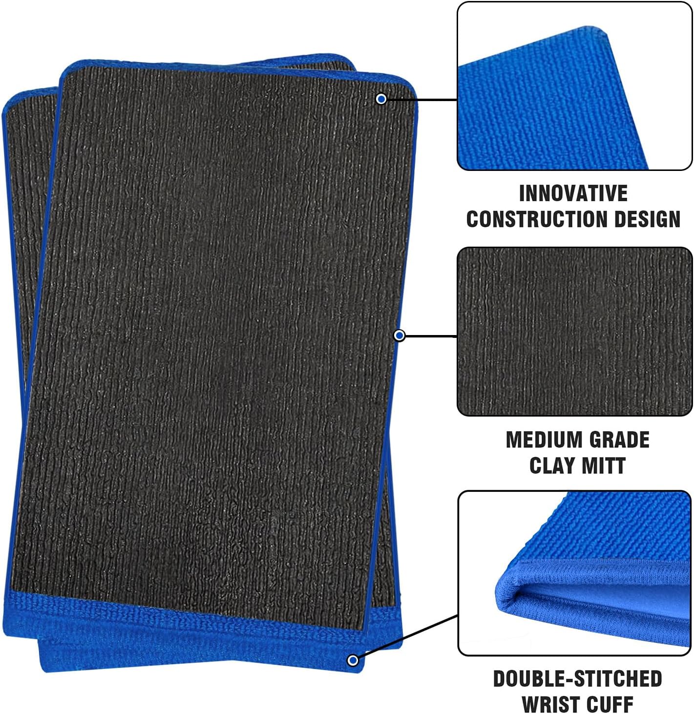 2 Guantes y Barra Arcilla Azul para Limpieza Coche