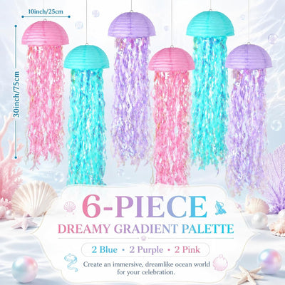 Faroles papel medusas gradientes rosa púrpura azul fiesta