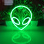 Luz neón alienígena USB o 3-AA LED decoración pared verde