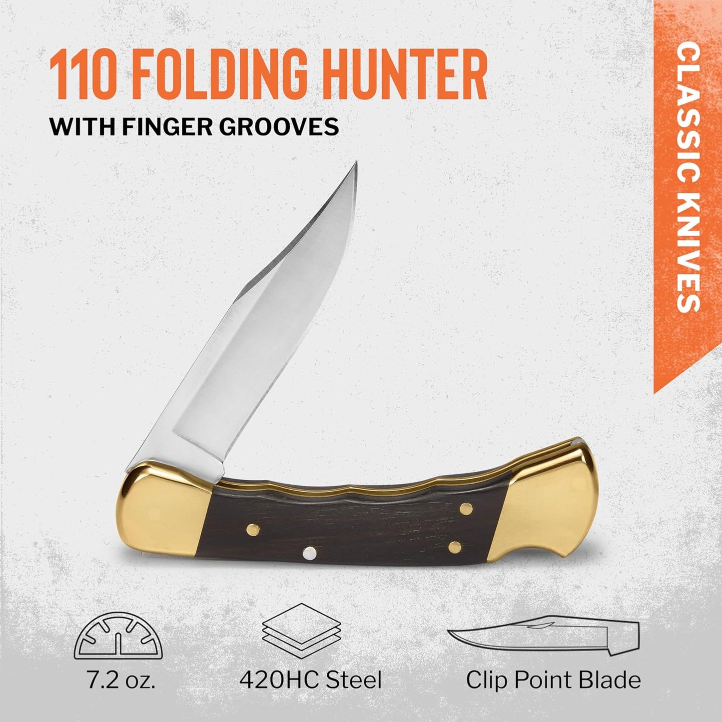 Cuchillo cazador plegable 110 hoja 3-3/4pulg acero inox