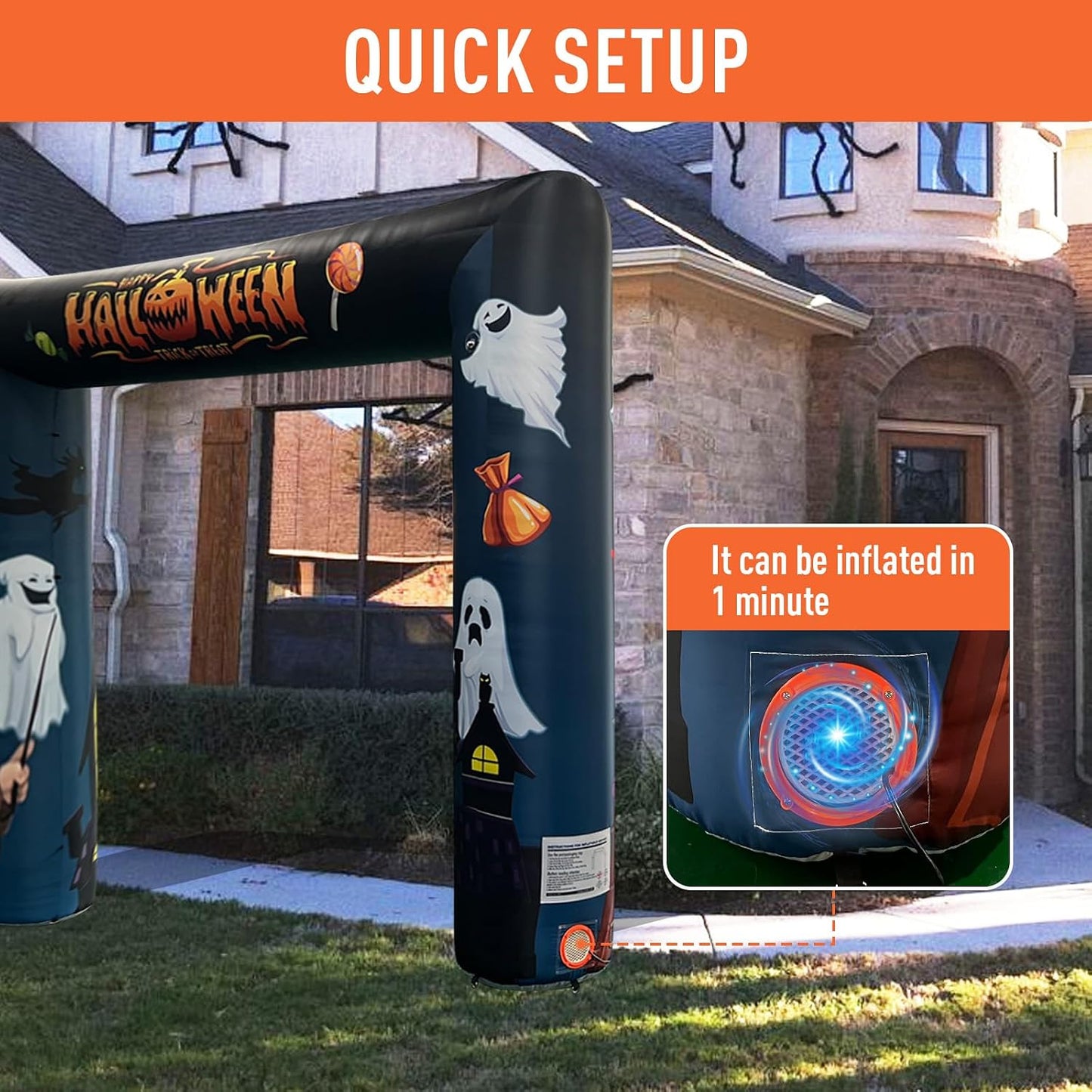 Arco inflable Halloween 14x10ft exterior con soplador negro