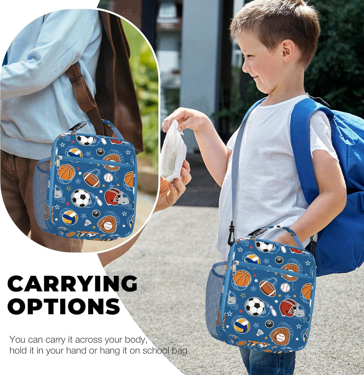 Bolsa de almuerzo deportiva para niños con aislamiento color azul