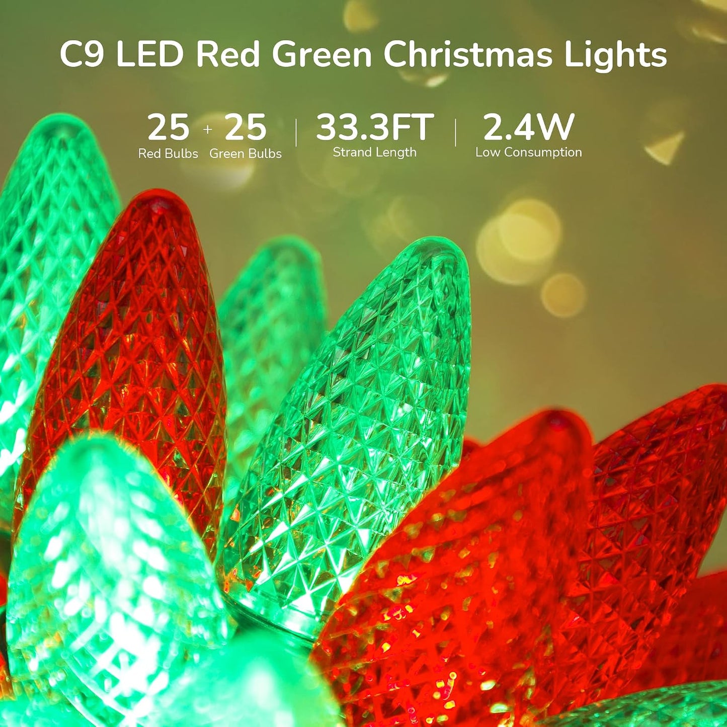 Luces C9 LED impermeables 33.3ft para árbol y decoración