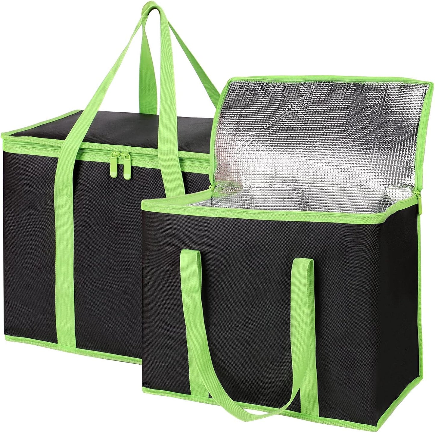 4 Pzas Bolsas Aisladas Pizza Reutiliz. Negro Borde Verde