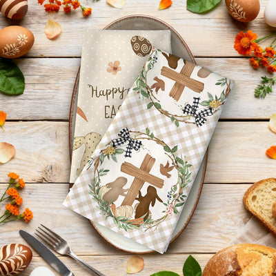 Set 4 paños cocina algodón beige 18.9x27.5pulg decoración hogar
