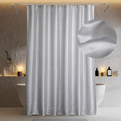 Cortina ducha gris plateado tela metálica moderna elegante