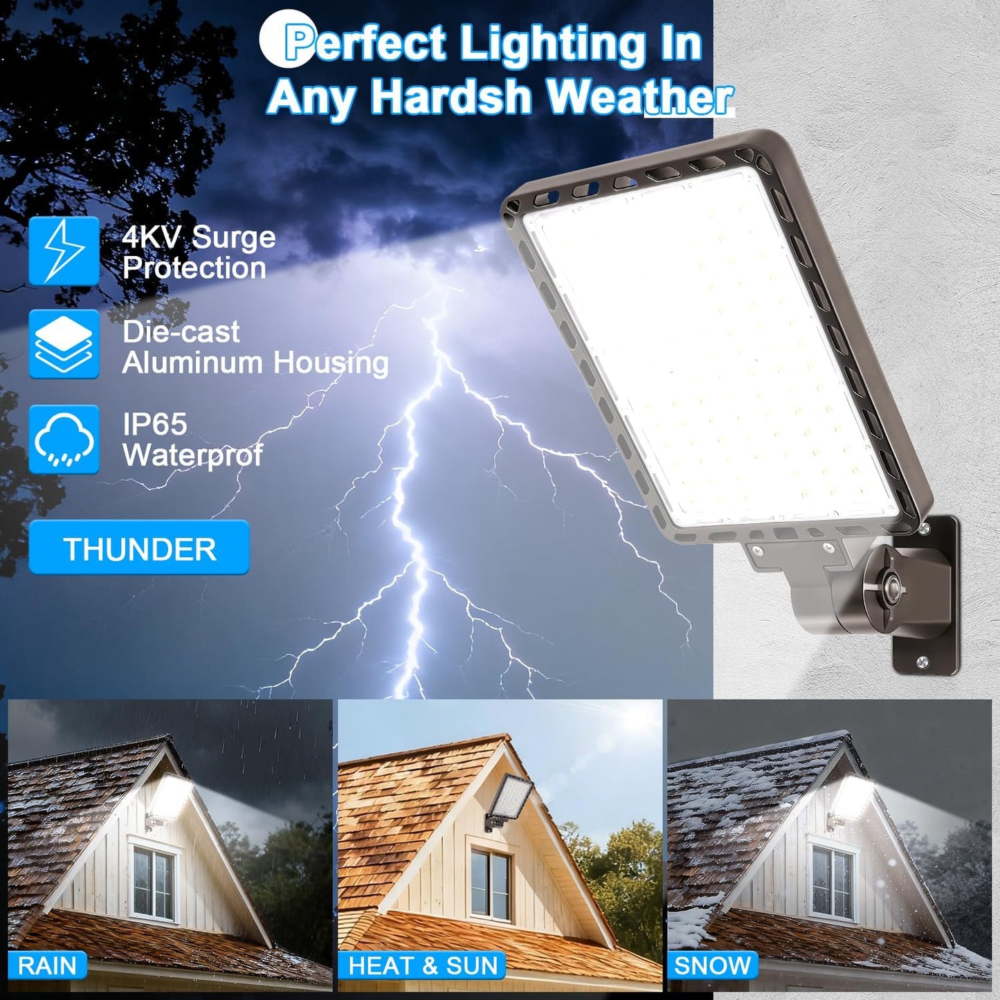 Luz LED estacionamiento 240W auto apagado 150lm/w IP65