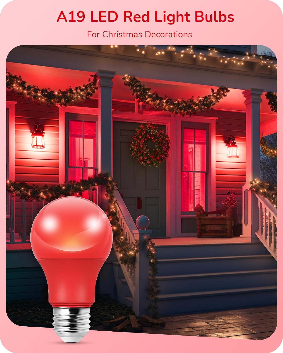 Bombilla LED A19 E26 9W color rojo no regulable