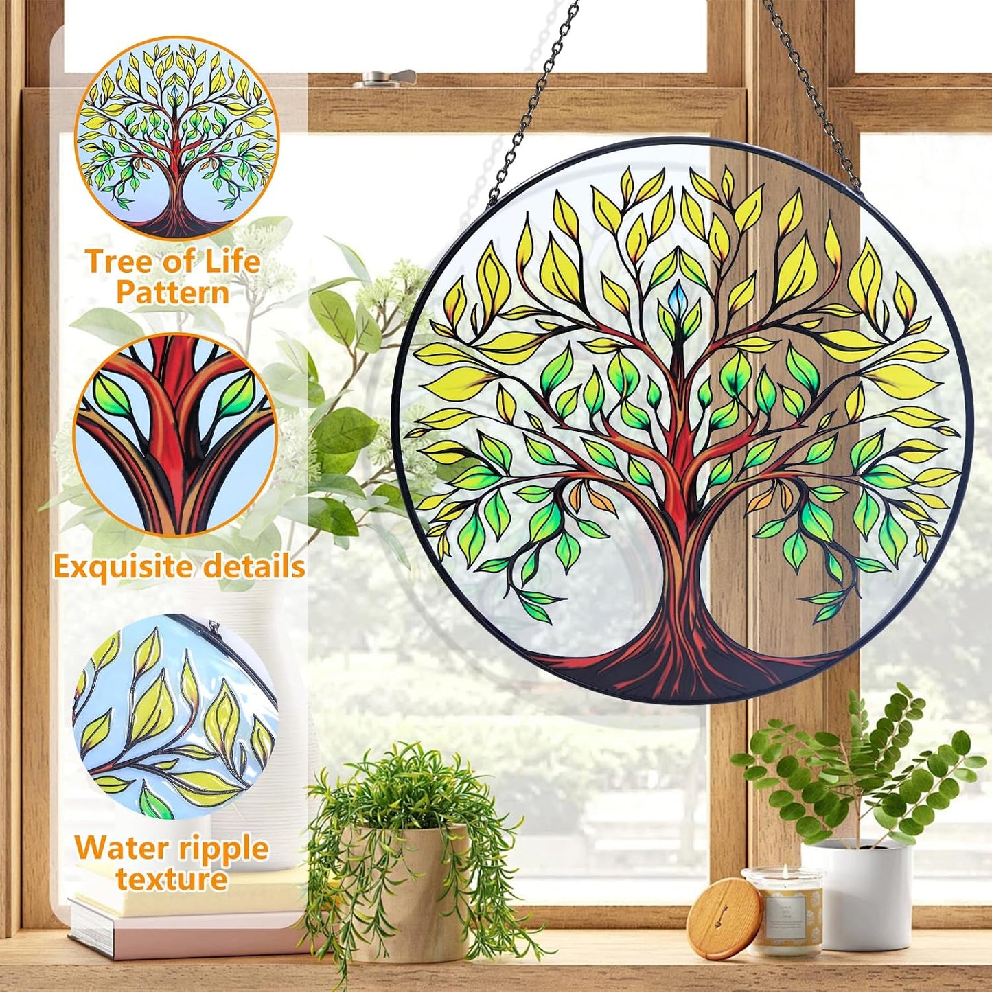 Atrapasoles árbol de la vida 8pulg para ventanas con gancho
