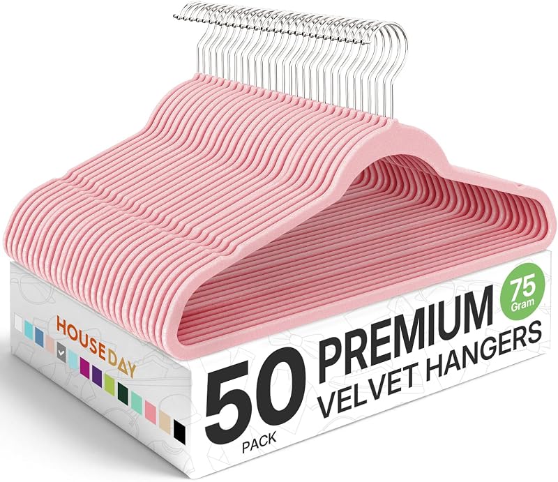 50 Ganchos Terciopelo Rosa Antideslizantes Percha