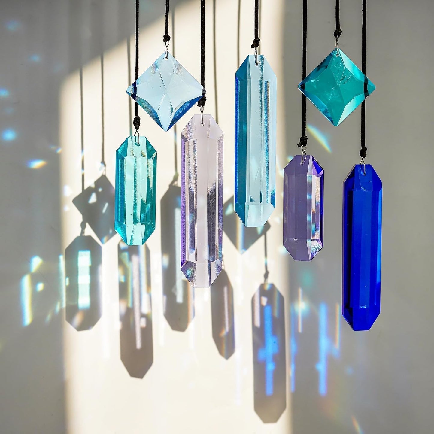 7 Pzas Atrapasoles Colgantes Cristal Sueños Azules Hogar Jardín