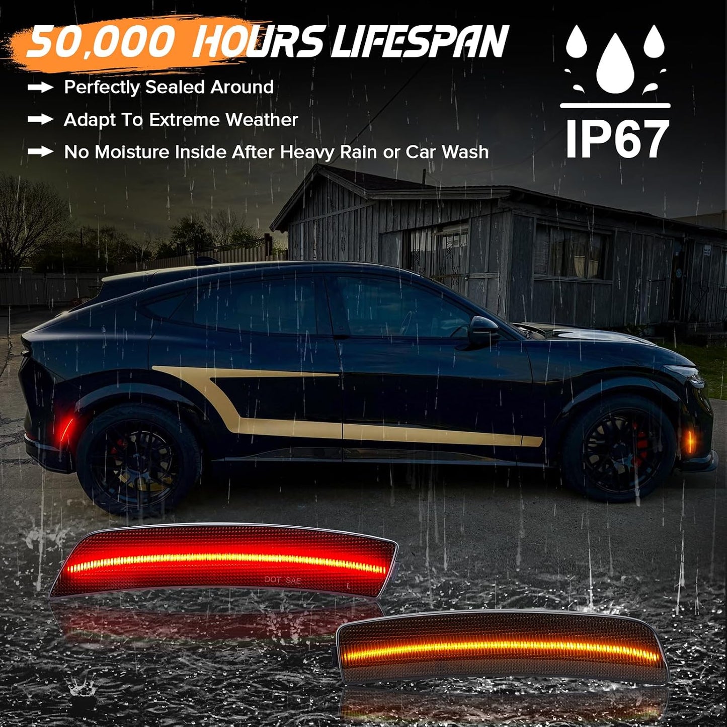 4 Pzas Luces LED Lente Ahumado Mustang Mach-E 21-24