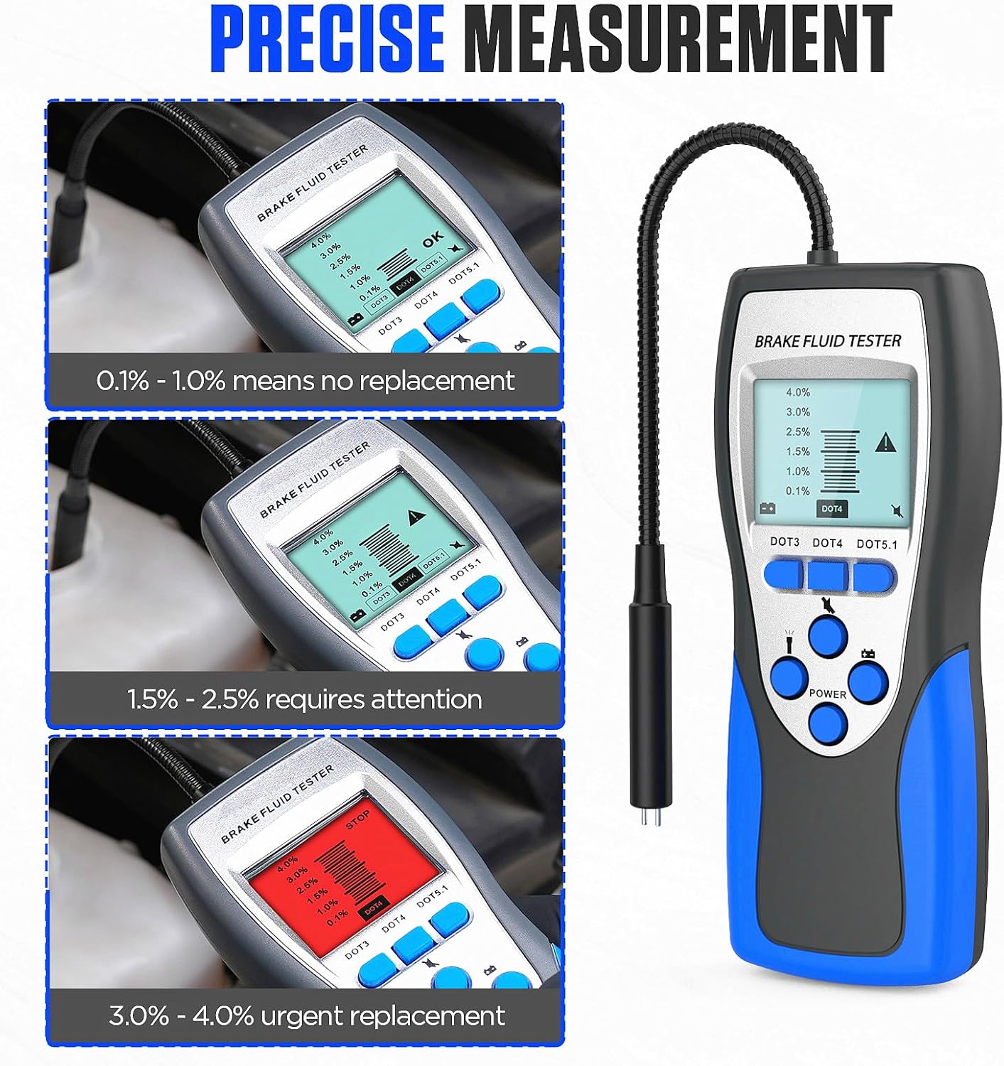 Probador liquido frenos con sonda LCD retroiluminacion