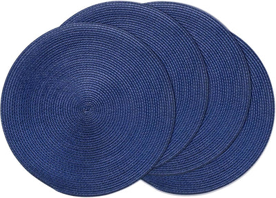 Set 4 manteles redondos trenzados 15pulg azul marino