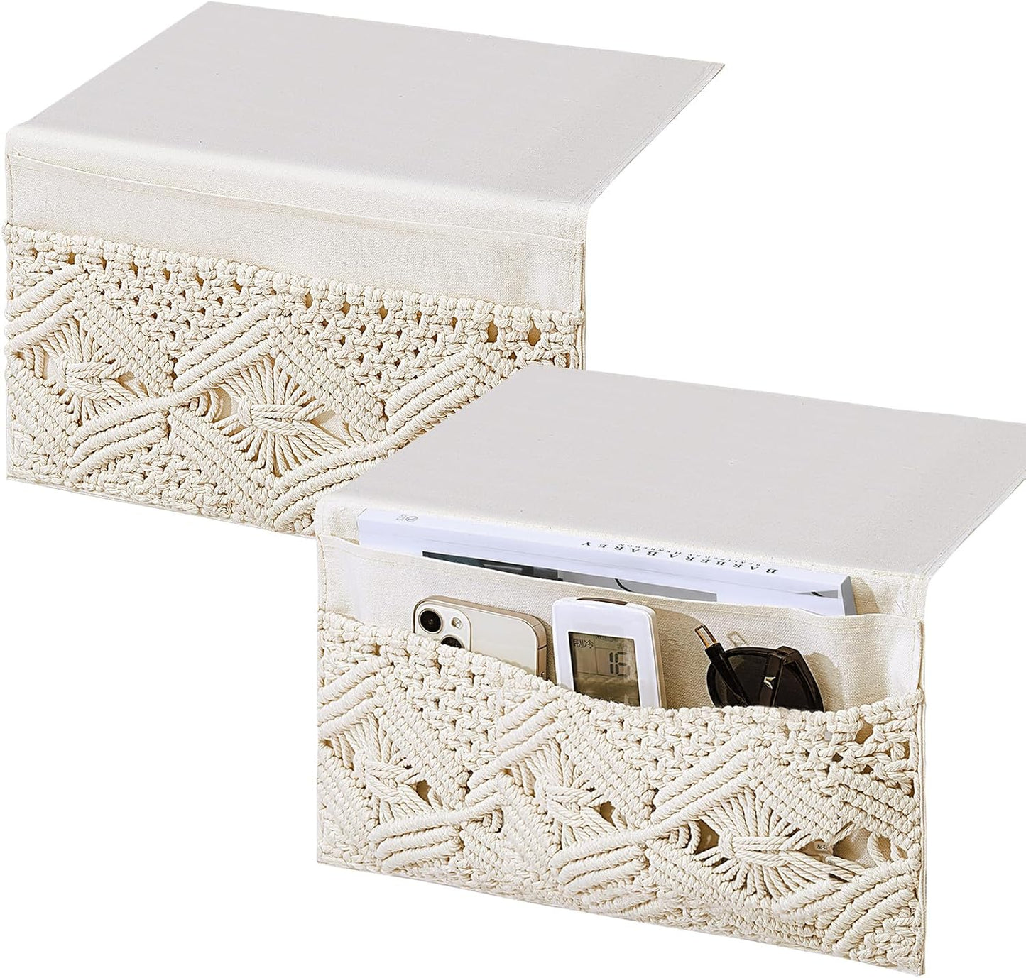 2 Organizadores macramé 17x13pulg colgantes para tv y sofá