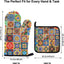 Set 4 manoplas hornear estilo Talavera resistente calor