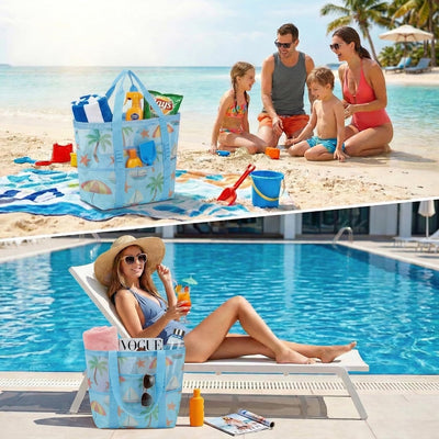 Bolsa playa para mujer con red para viaje y vacaciones