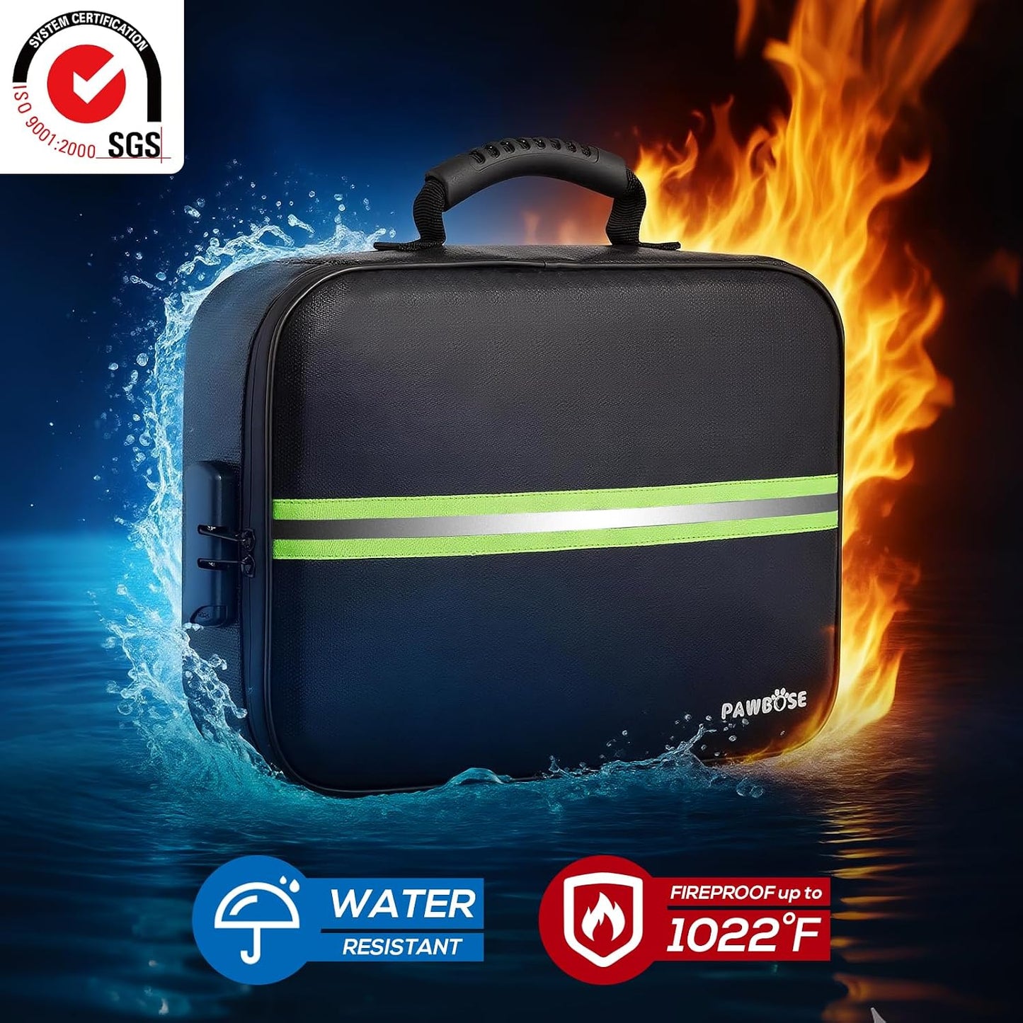 Bolsa documentos ignífuga con cerradura a prueba de fuego
