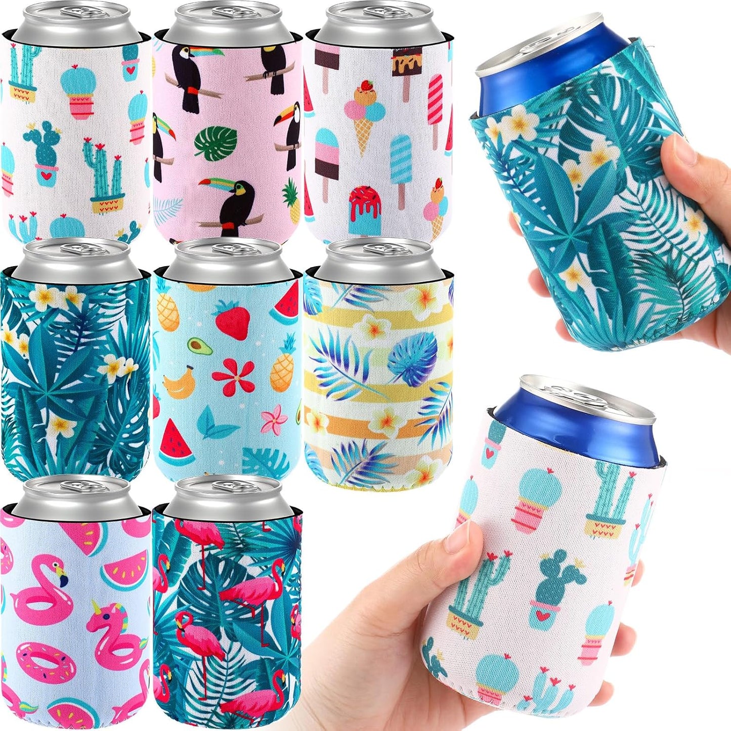 24 Fundas Neopreno 12oz Mangas Verano Temática Playa 4x2.8"
