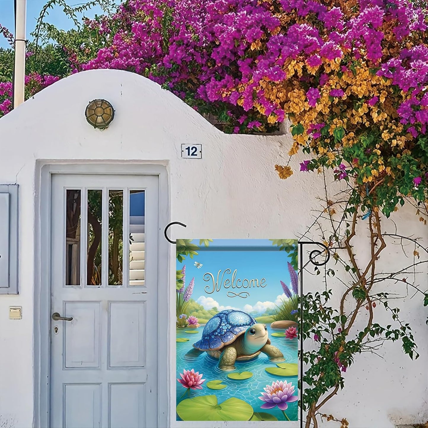 Bandera verano doble cara tortugas 12x18pulg jardín patio
