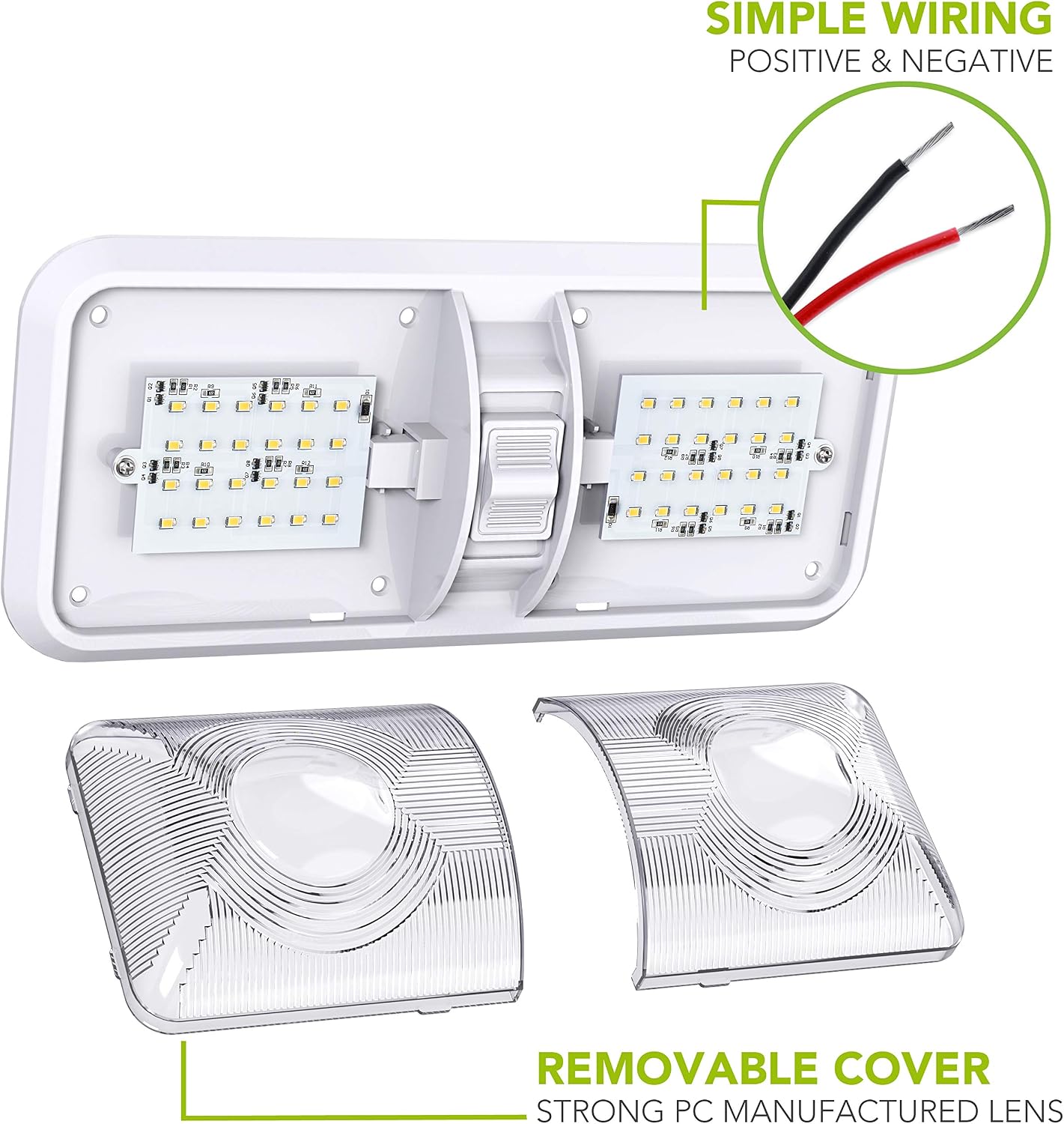 2 Luces LED techo coche RV remolque DC 11-18V blanco