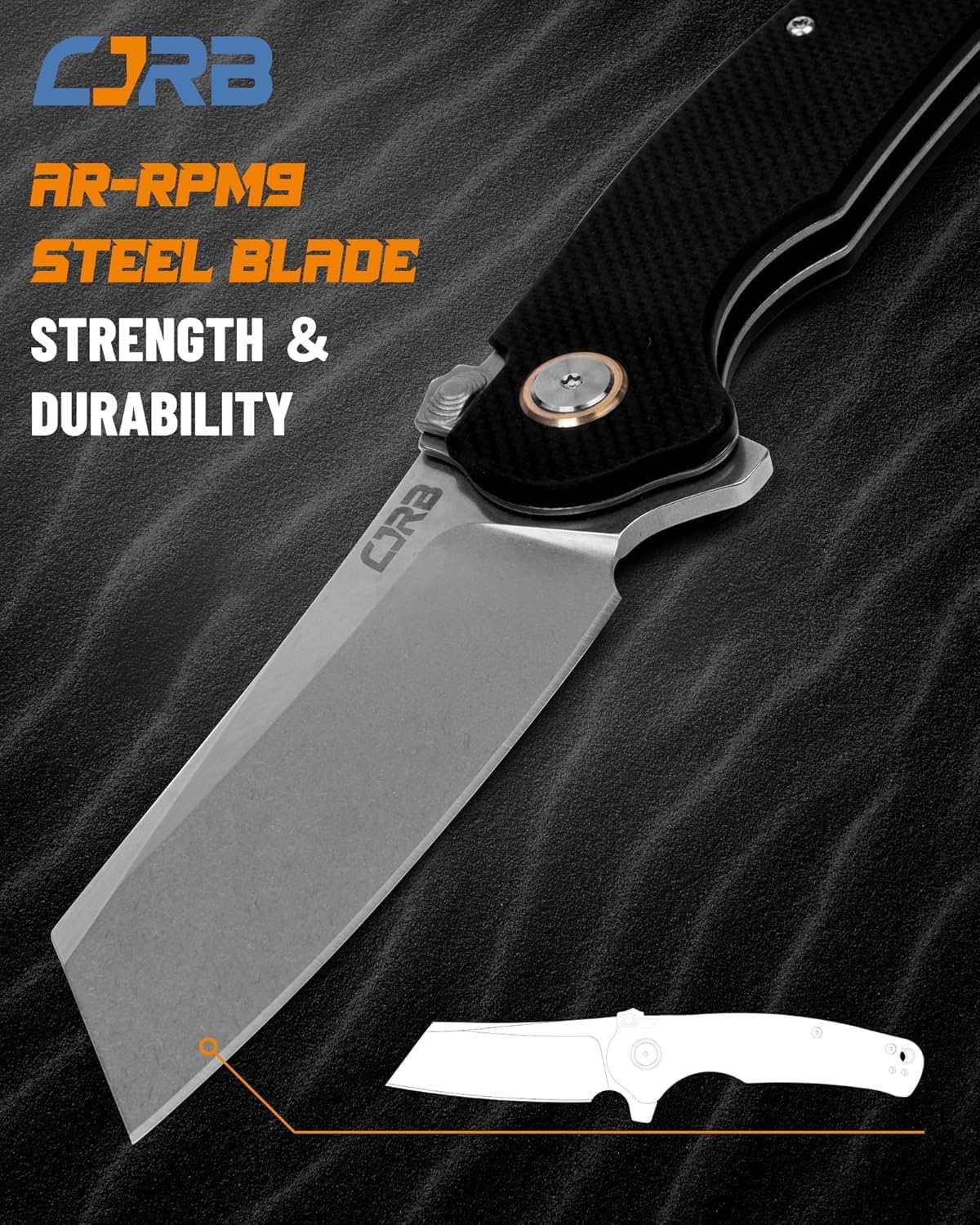 Cuchillo táctico plegable acero Stonewash G10 negro