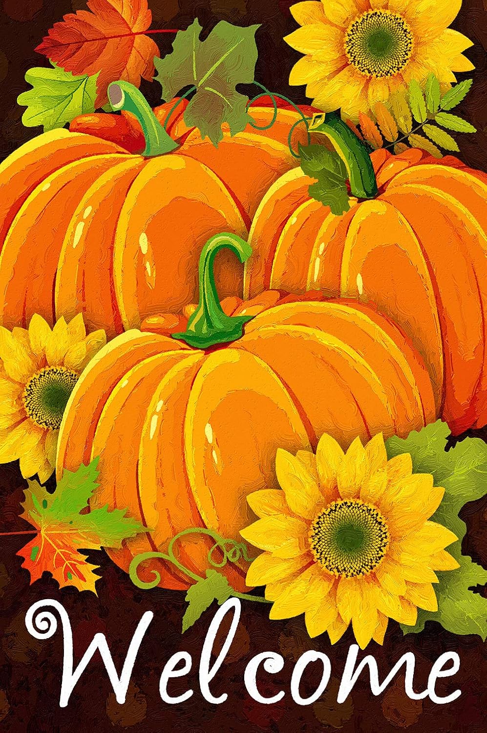 Bandera jardín calabazas girasoles 12x18"