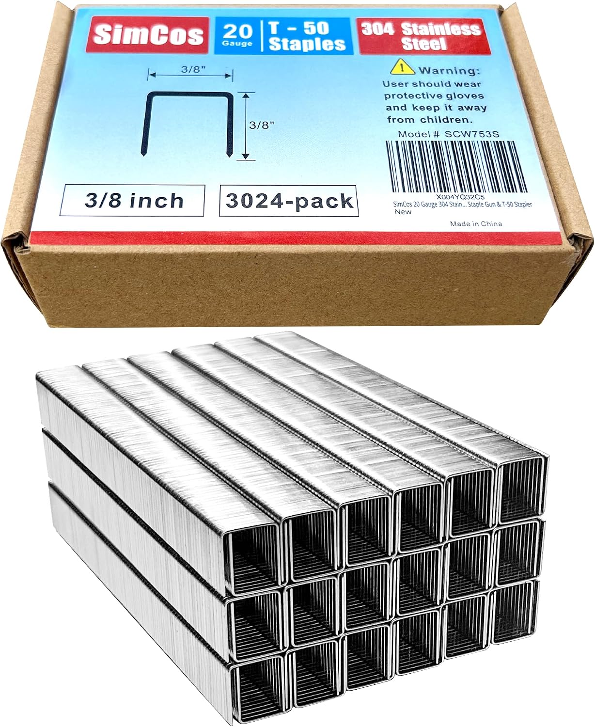 Grapas T/50 acero inox 3/8pulg 3024uds comp