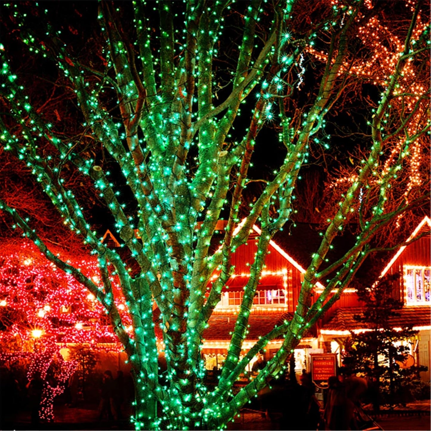 Luces Navidad 200 LED alambre verde 8 modos interior