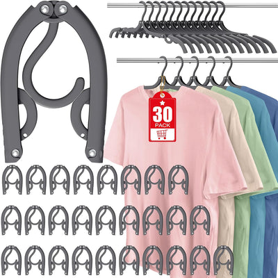 30 Perchas Viaje Plegables Organizador Ropa Plástico