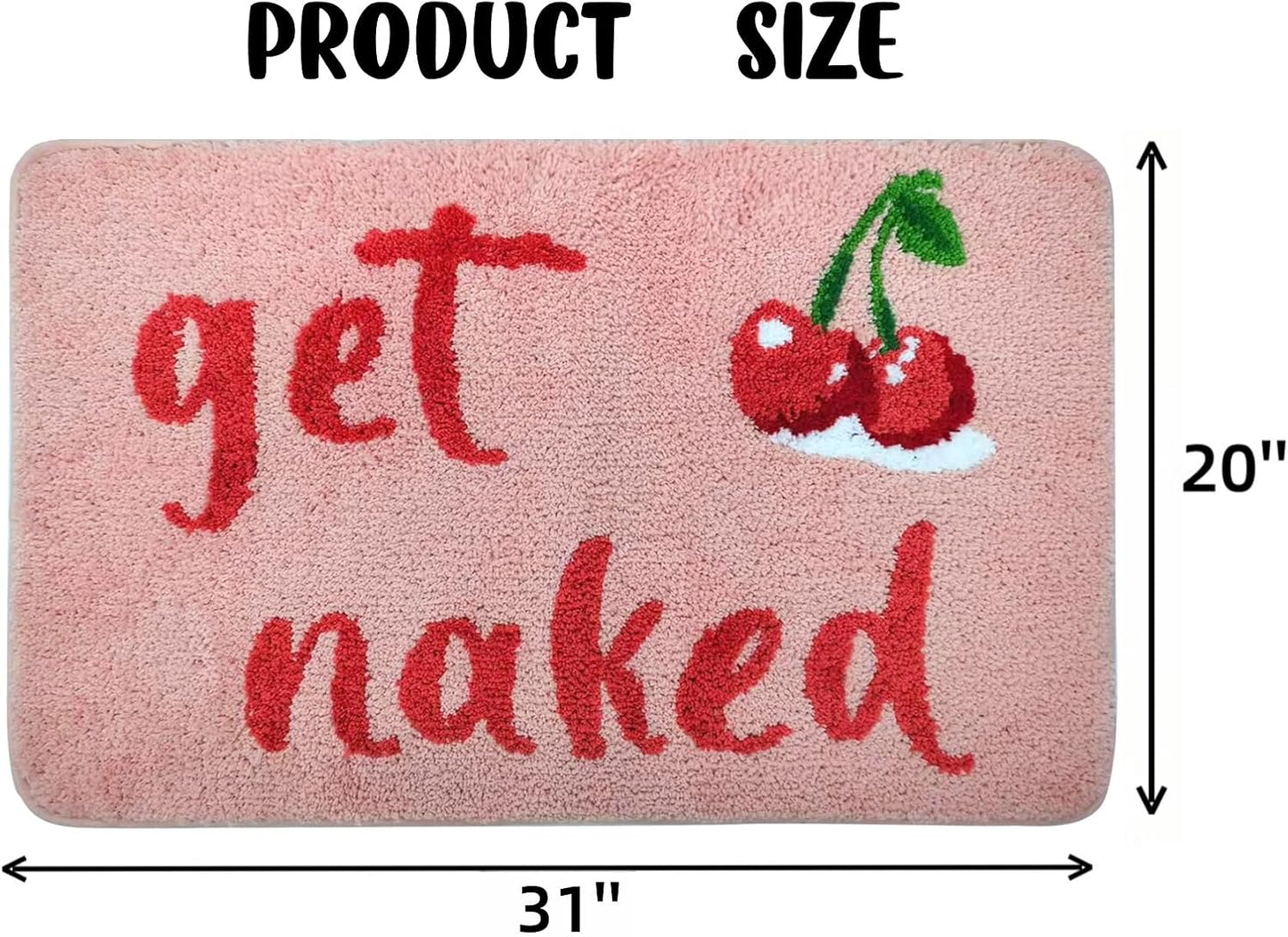 Tapete baño cereza 31x20pulg rosa rojo absorbente