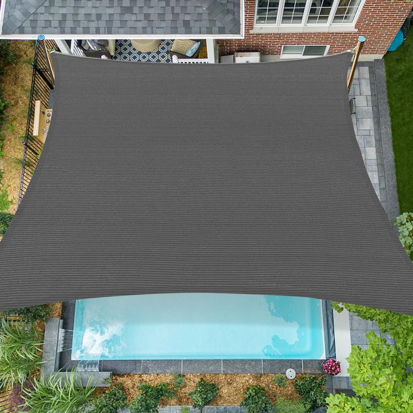 Toldo cuadrado 12x16ft para patio bloqueo UV gris