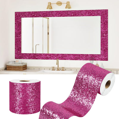 Papel tapiz purpurina rosa autoadhesivo decorativo