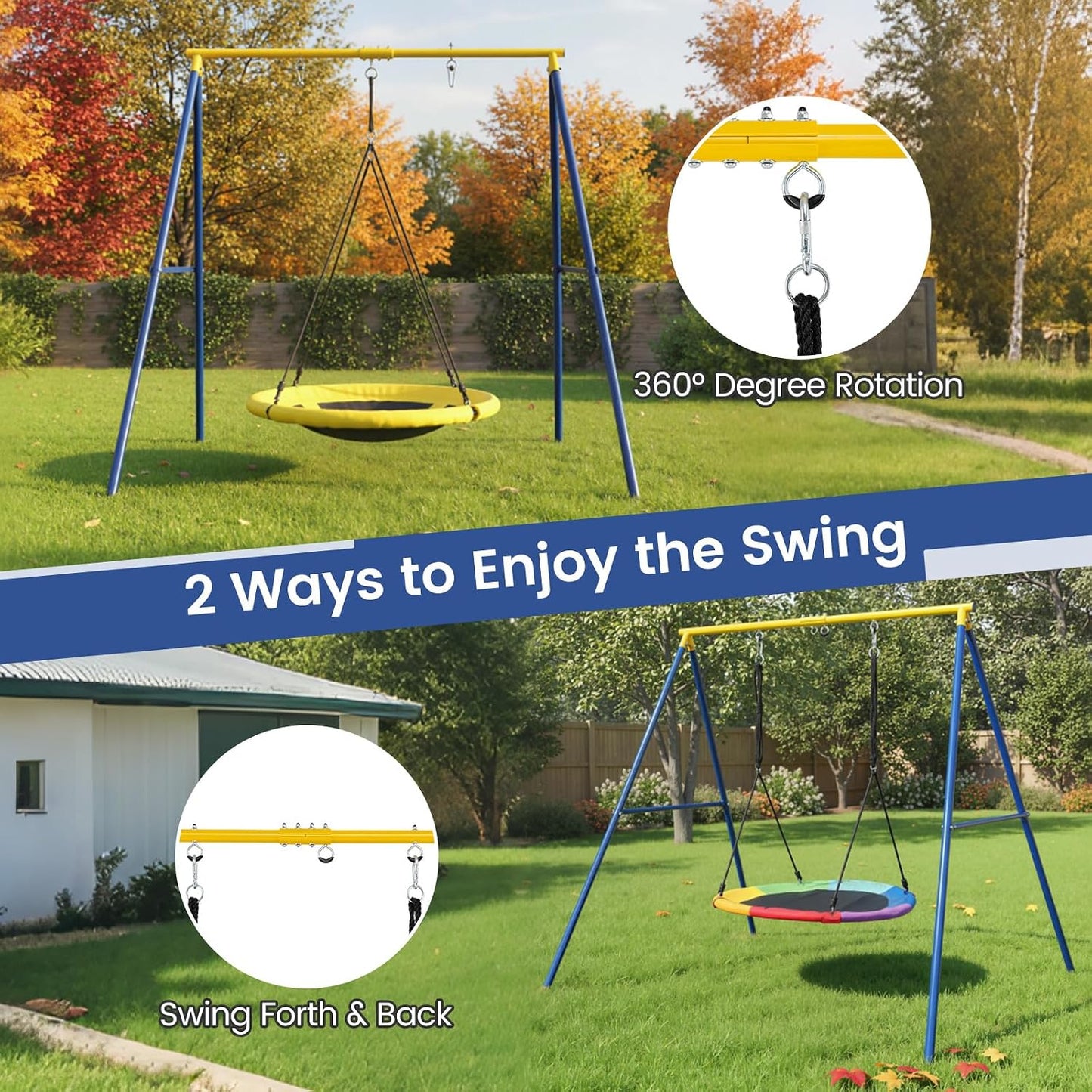 Soporte columpio metal estacas acero 550lb patio niños
