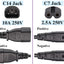 2 Pzas Adaptador CA IEC C14 a C7 10A 125V
