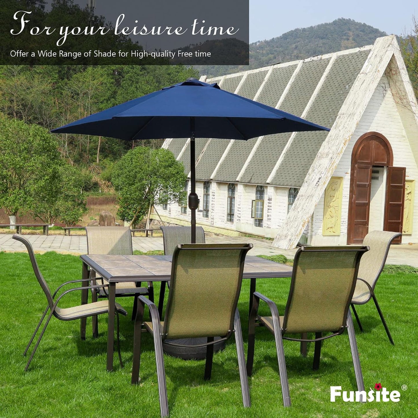 Sombrilla patio 7.5-9ft UV poste resistente botón