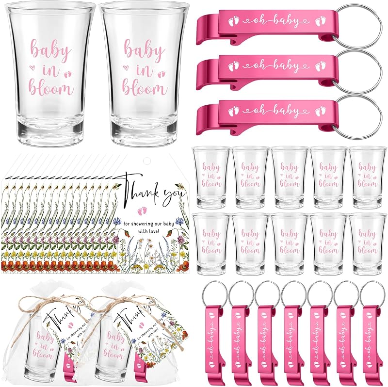 25 Vasos Chupito Baby Shower con Etiquetas y Bolsas