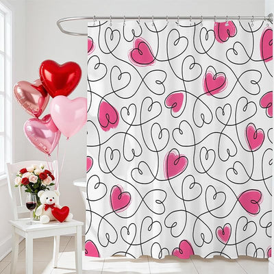 Cortina ducha San Valentín con corazón rosa 72x72pulg
