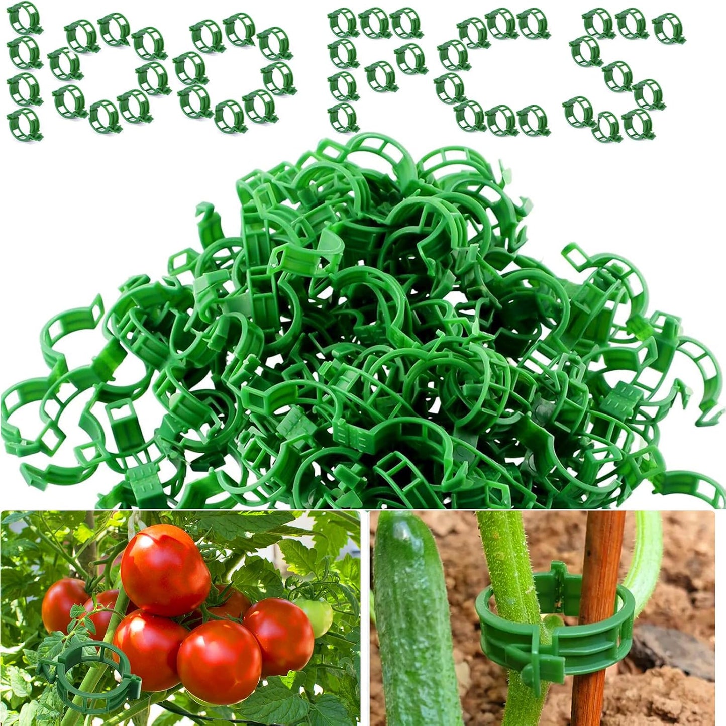 Clips tomate reutilizables plástico transparente 100 pzas