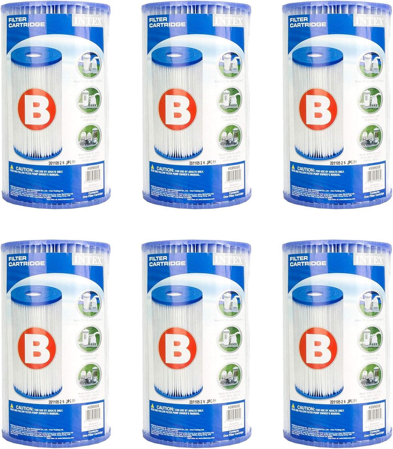Cartucho filtro piscina tipo B pack 6