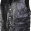 Chaleco motociclista cuero genuino para hombre negro