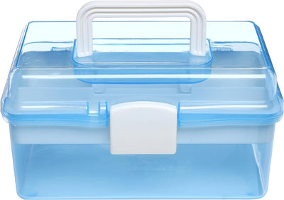 Caja plástico 10pulg organizador manualidades arte azul